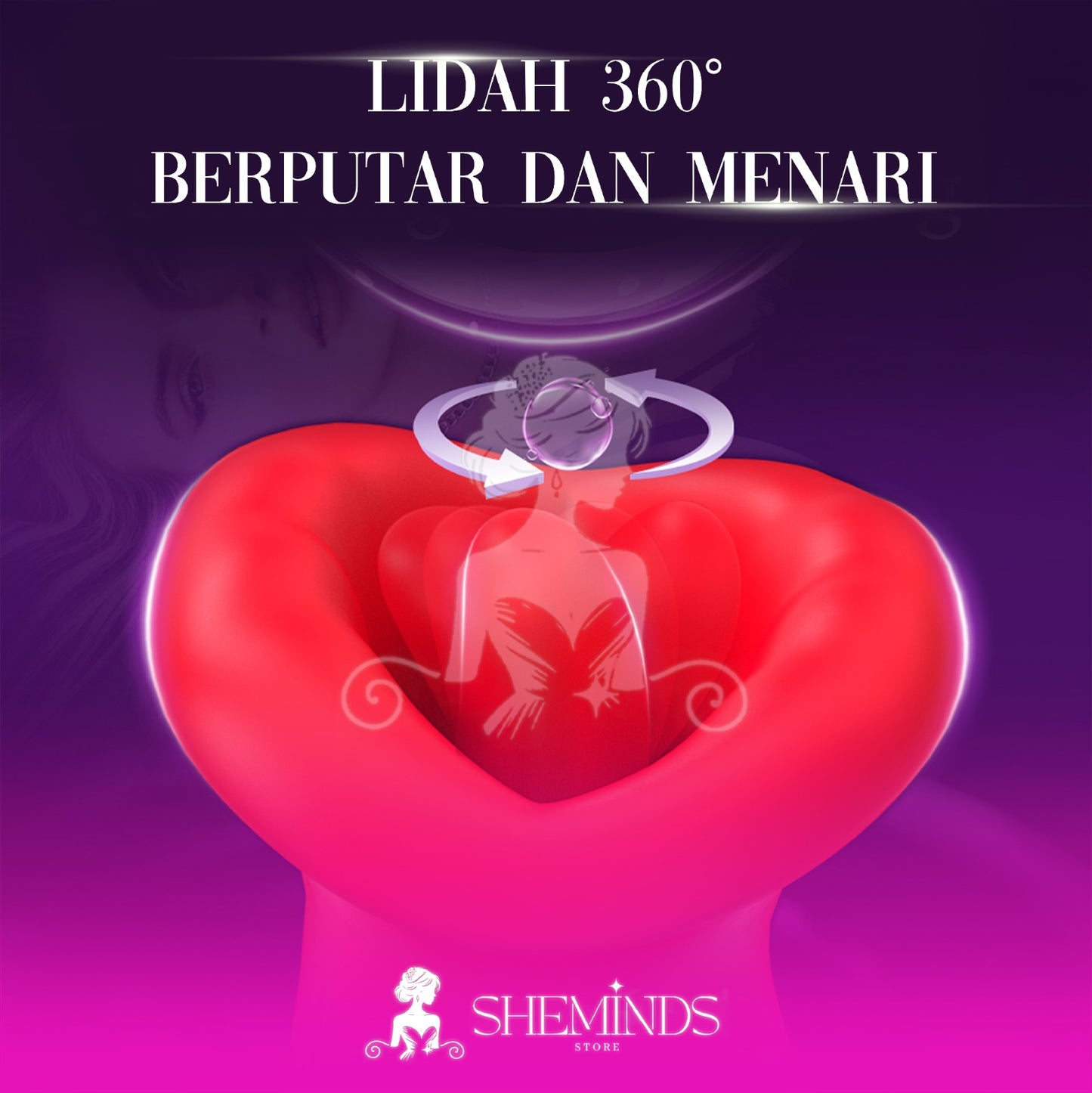 SHEMINDS Dual Pleasure Lick & Suction Stimulator – Alat Bantu Wanita 2-in-1 | Rechargeable | 10 Mode Lidah + 3 Mode Hisap
