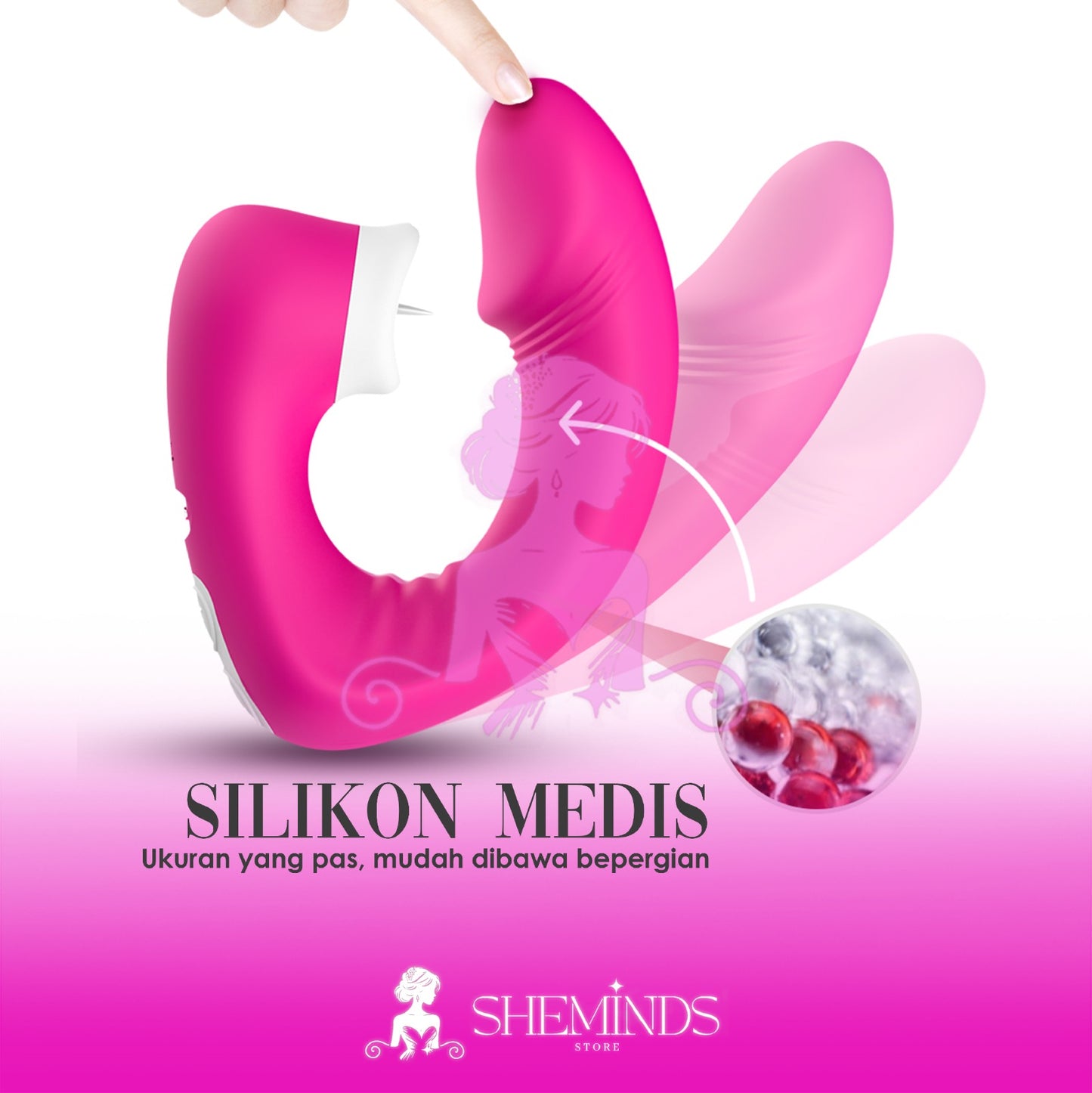SHEMINDS Vibrator Lidah Putar 2in1 | 9 Mode Getar + Licking | Alat Latih Sensual Wanita Modern