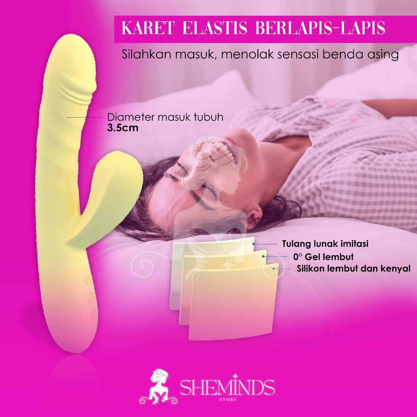 SHEMINDS Dildo Sensual Soft Touch Vibrator – Lembut, Lentur, Penuh Sensasi | Silikon Premium (Realistis)