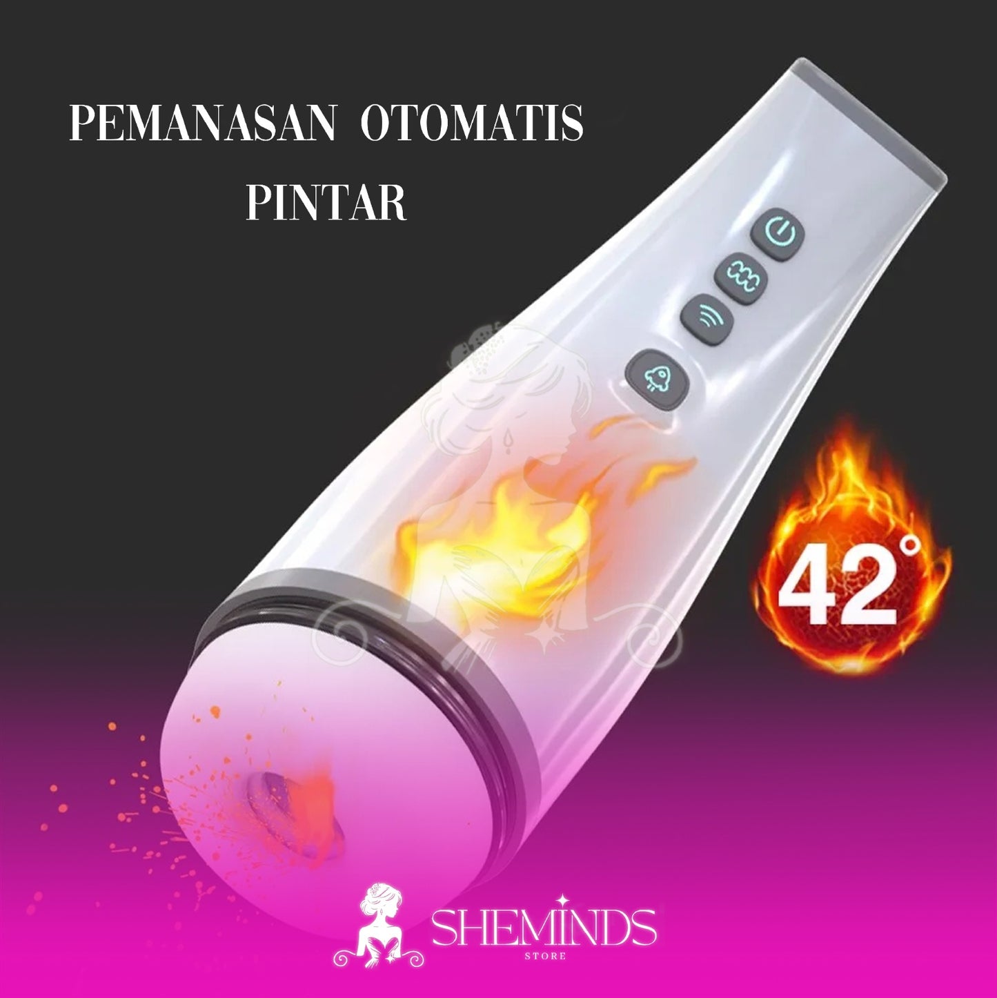 SHEMINDS Masturbator Otomatis 3-in-1 – 10 Mode Getar, 7 Mode Hisap & Suara Wanita Menggoda