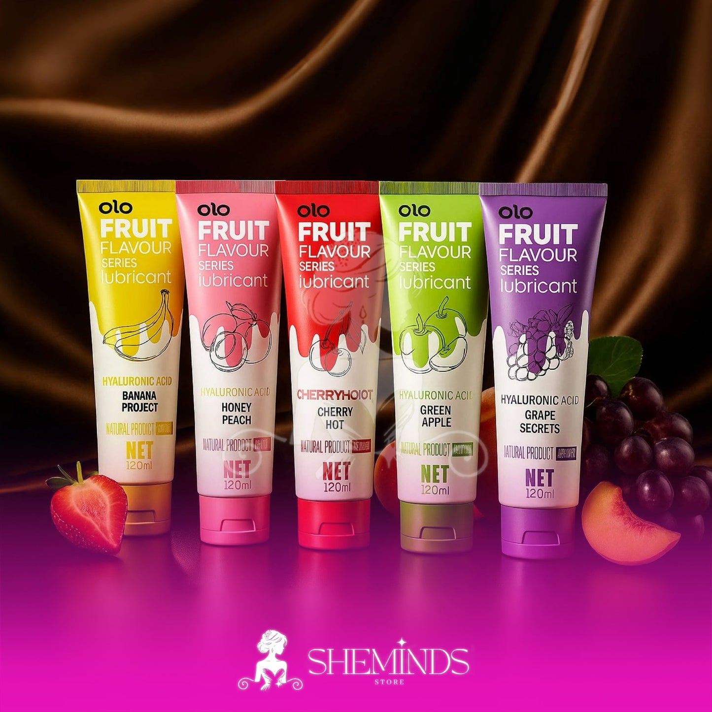 SHEMINDS - OLO Fruit Flavour Lubricant Gel – Pelumas Rasa Buah | Water-Based | 120ml | Kemasan Tube