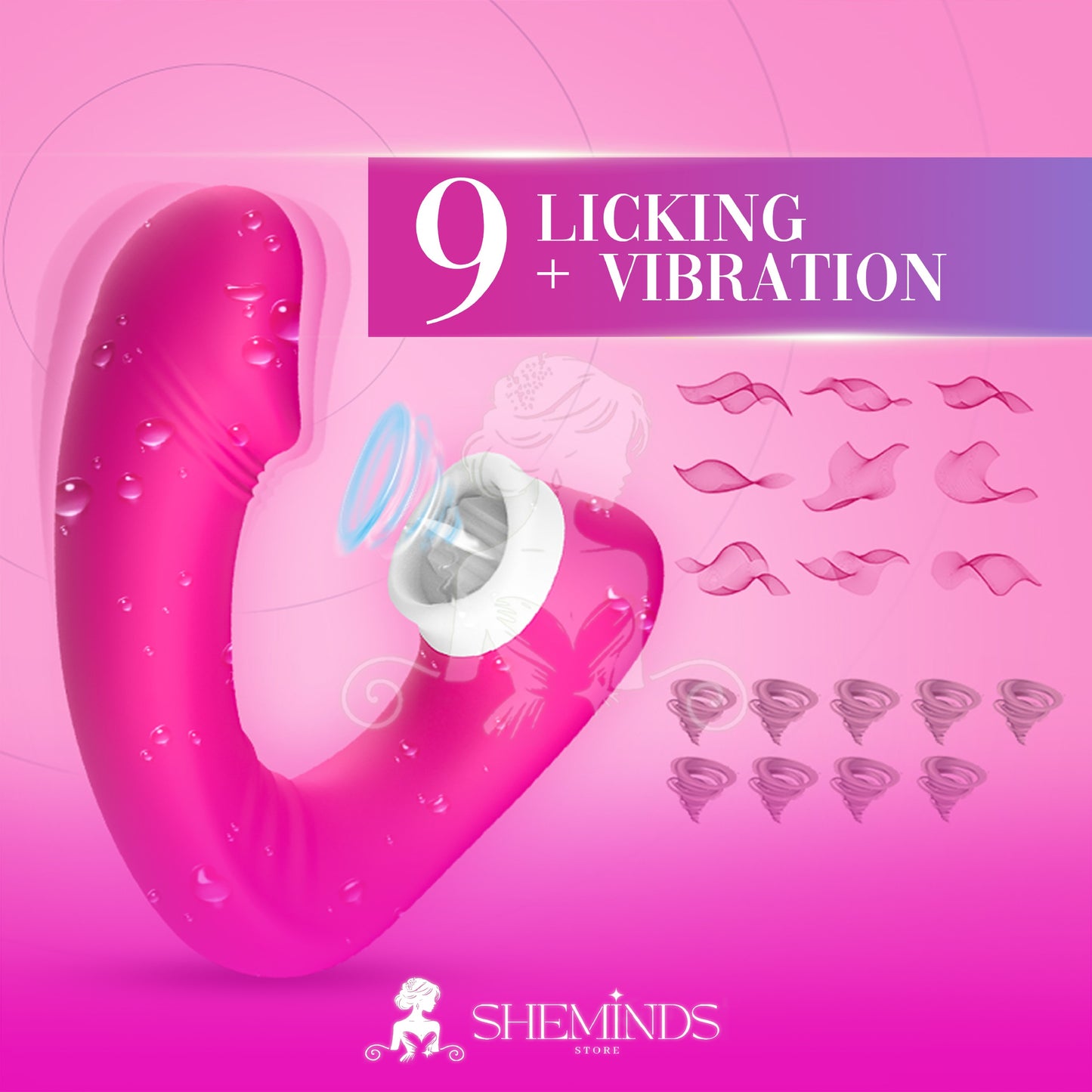 SHEMINDS Vibrator Lidah Putar 2in1 | 9 Mode Getar + Licking | Alat Latih Sensual Wanita Modern