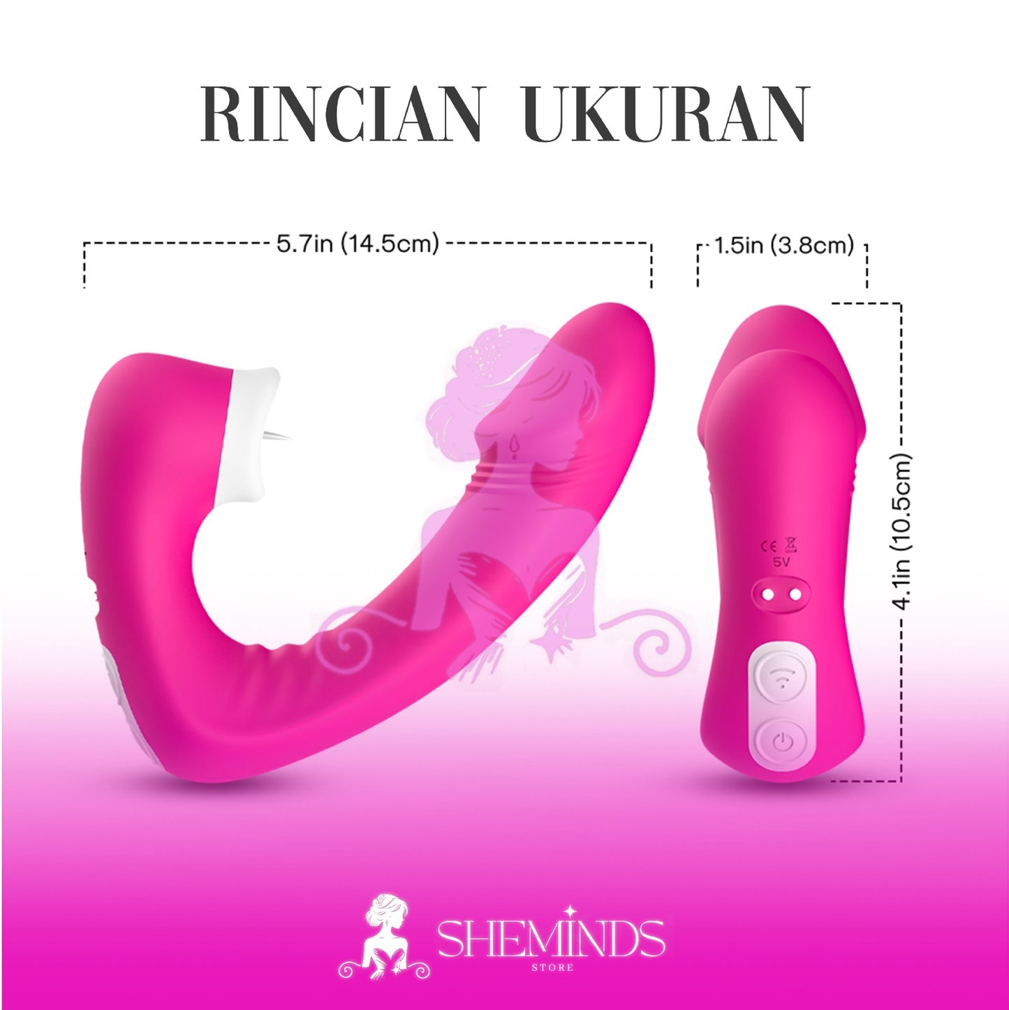 SHEMINDS Vibrator Lidah Putar 2in1 | 9 Mode Getar + Licking | Alat Latih Sensual Wanita Modern