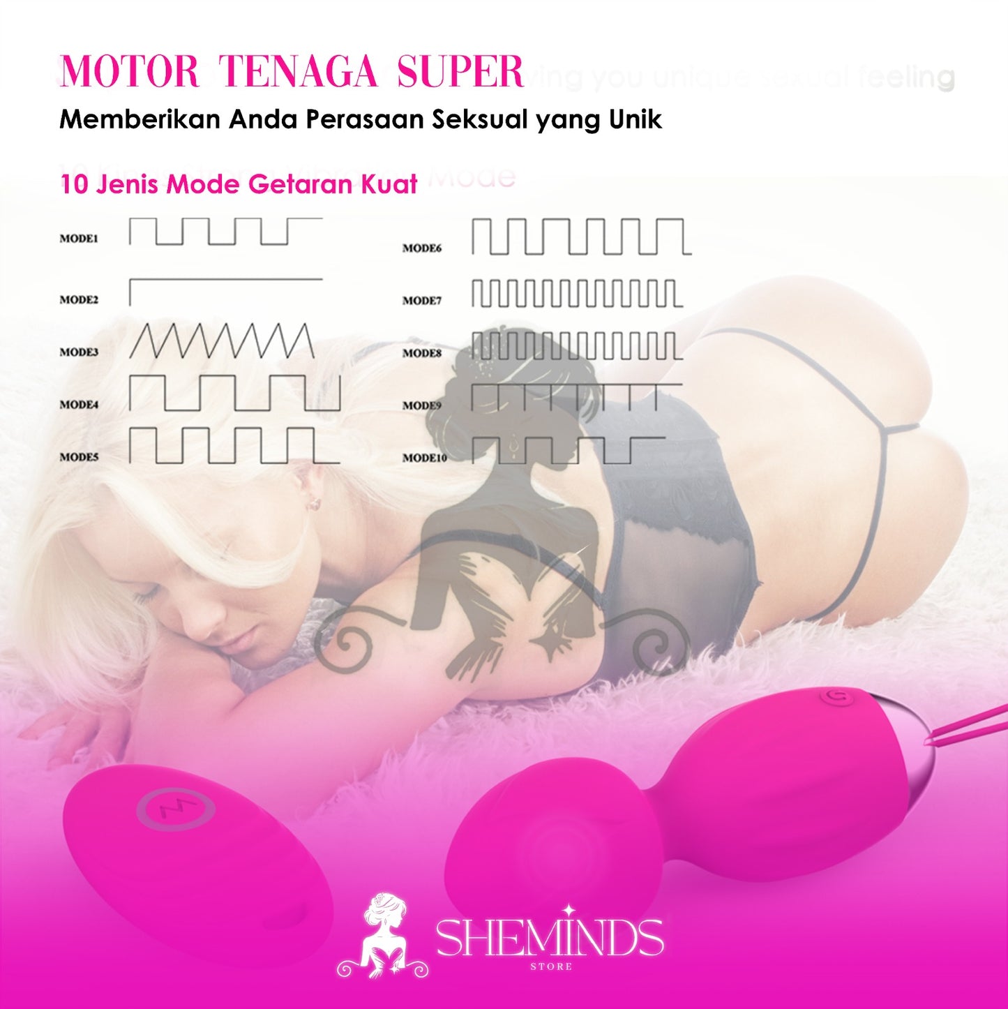 SHEMINDS Remote Vibrating Love Egg – 10 Mode Getar | Alat Bantu Wanita | Silent & Rechargeable