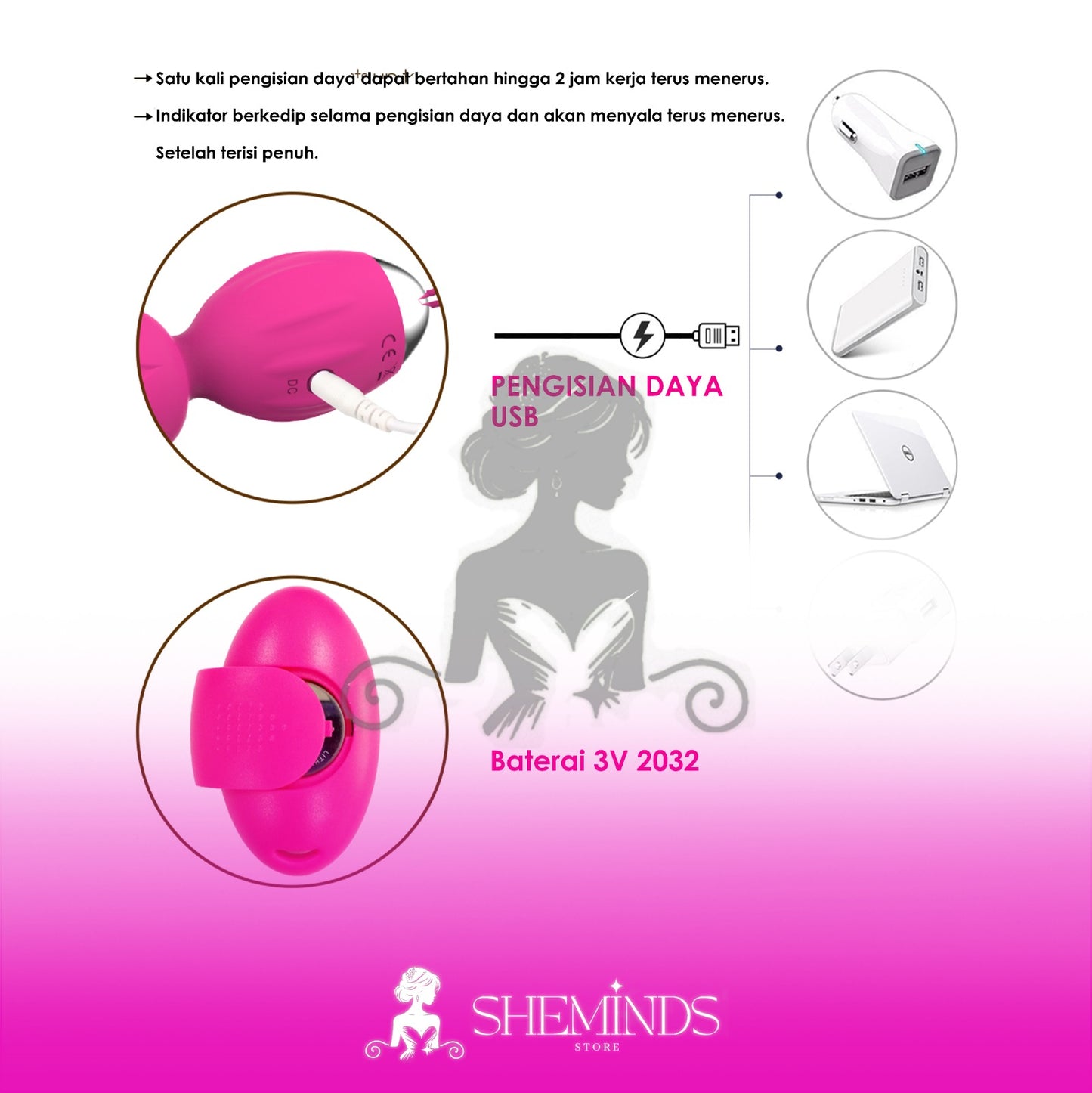 SHEMINDS Remote Vibrating Love Egg – 10 Mode Getar | Alat Bantu Wanita | Silent & Rechargeable