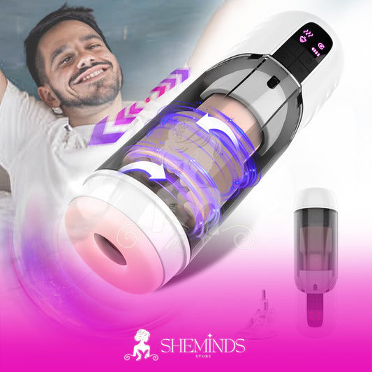 SHEMINDS Auto Masturbator Pria – 10 Mode Rotasi & 10 Mode Thrusting Goyang Maju Mundur Nikmat